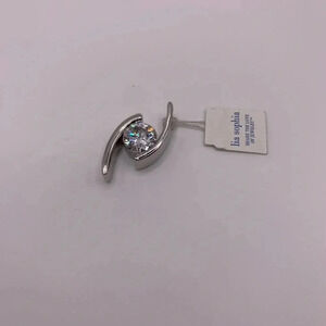 #173 Lia Sophia silver tone  cz pendant